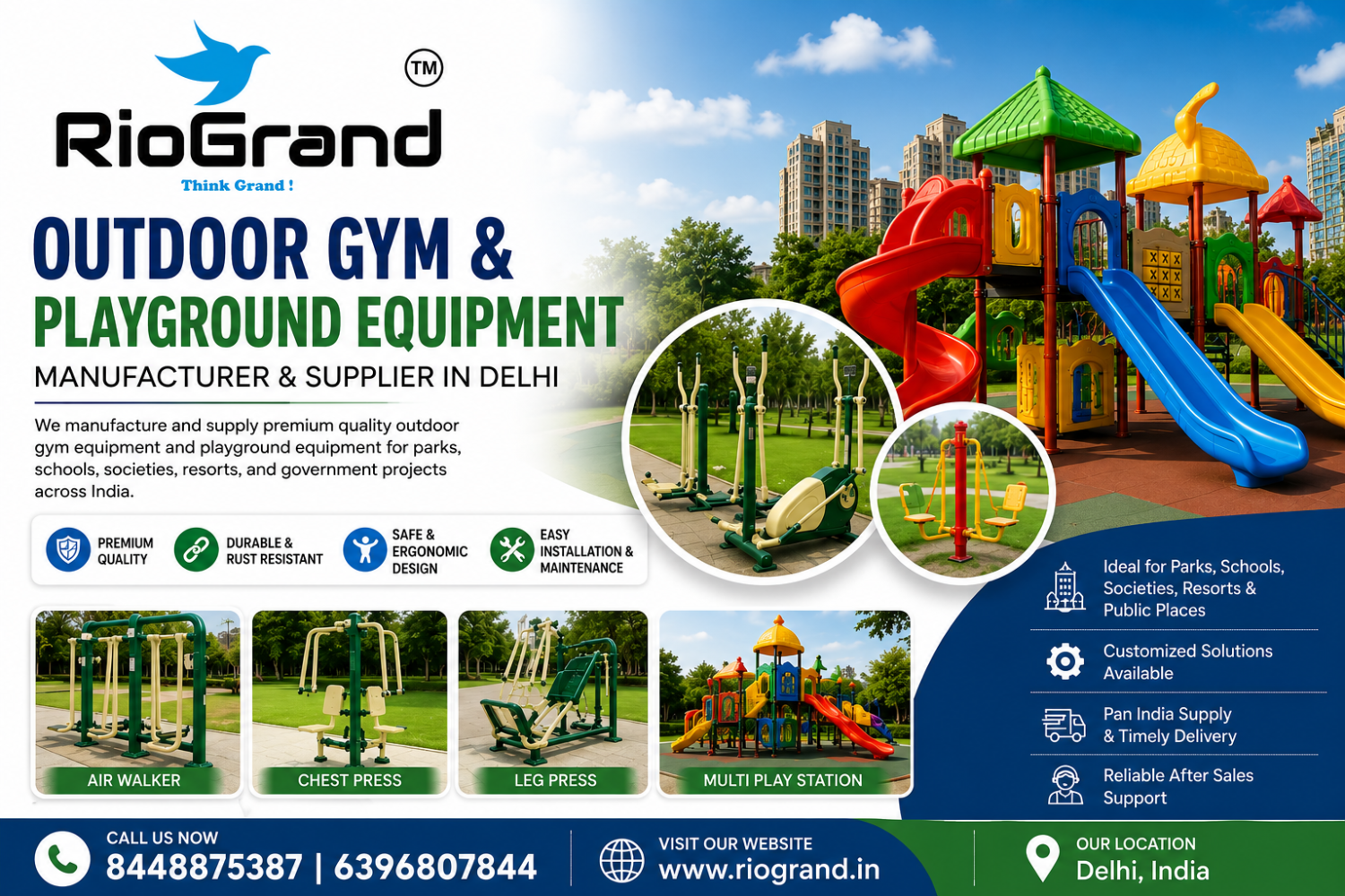 Outdoor gym and playground equipment manufacturer and suppliers in Delhi